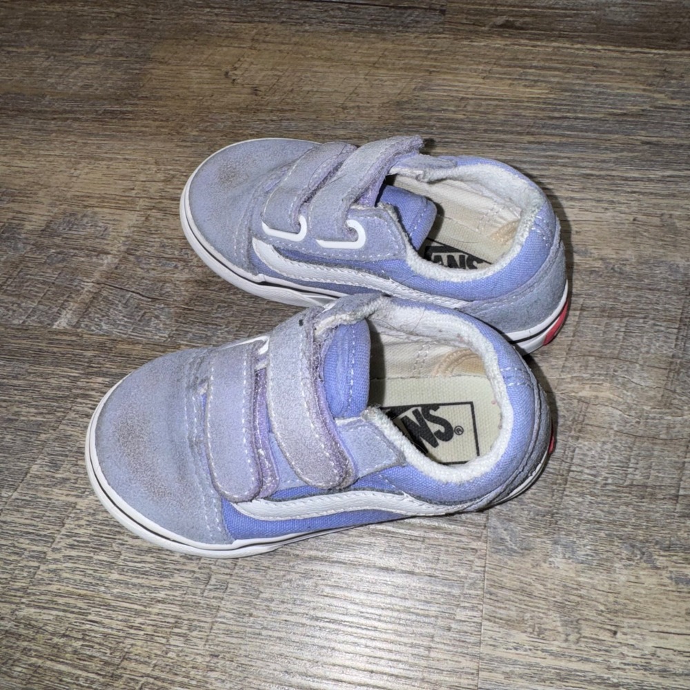 Vans Old Skool V Toddler 6.5 Lavender Purple‎ Suede Strap Sneakers Shoes - Picture 7 of 8
